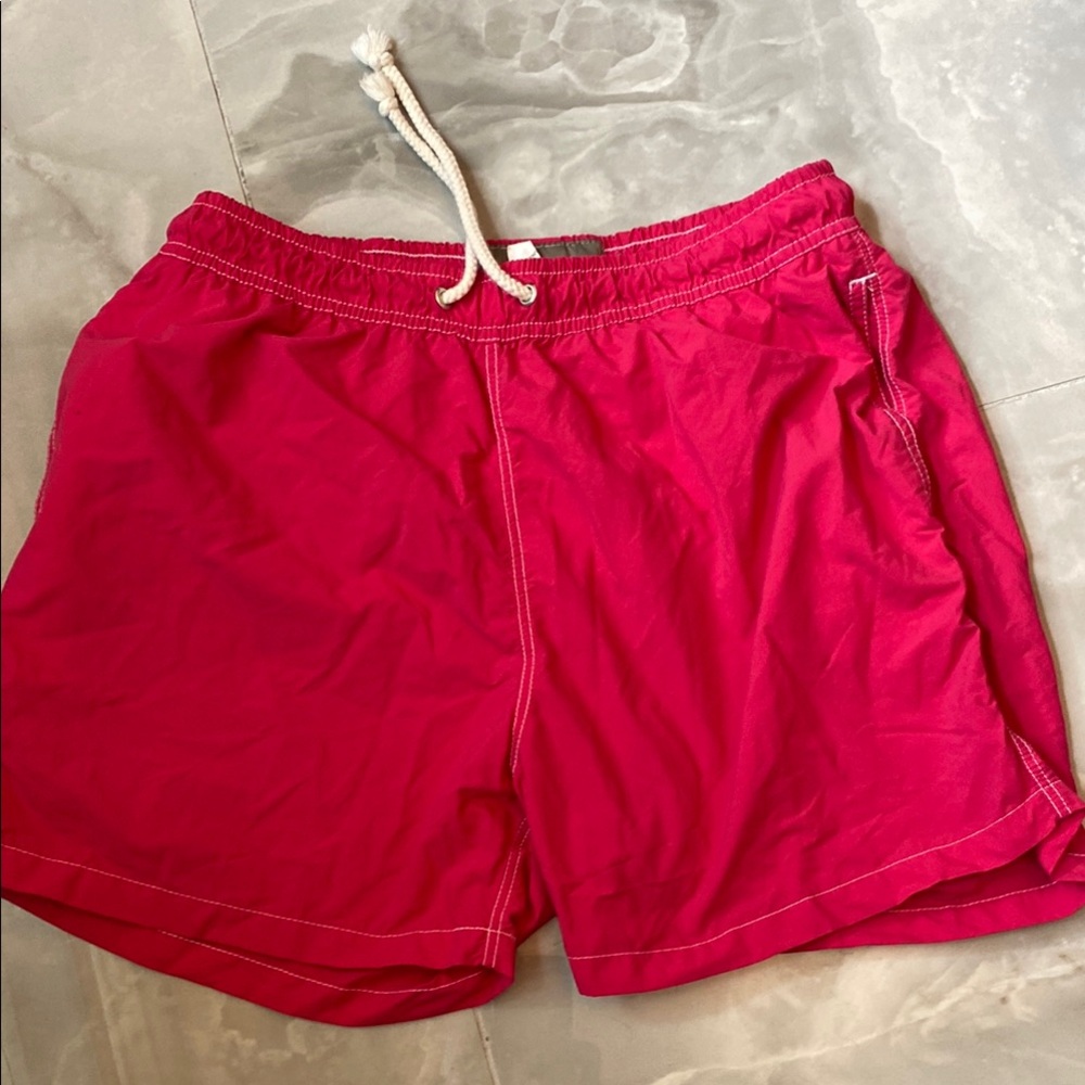 Vibrant Pink Quick-Dry Swim Trunks with Elastic Waistband